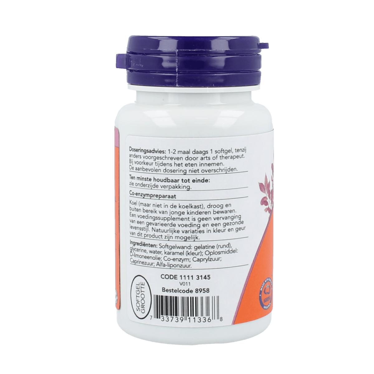 NOW Co-Q10 Ubiquinol 50mg softgels, dietary vitamin supplement in a bottle, with 60 softgel capsules for energy support.