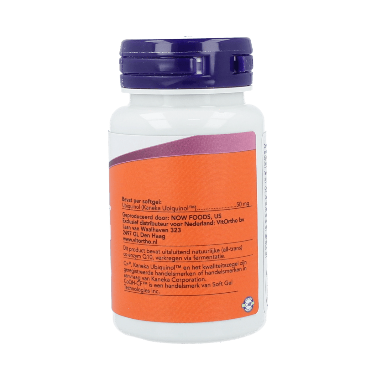 NOW Co-Q10 Ubiquinol 50mg softgels, dietary vitamin supplement, close-up of the softgel capsules in a bottle.