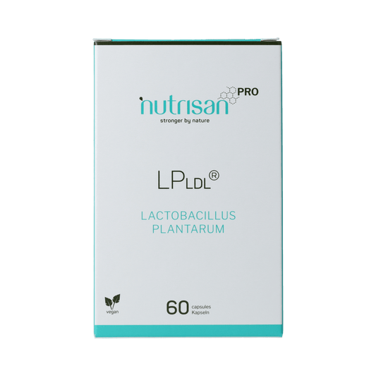 Nutrisanpro LPLDL® micro-organismen capsules, 60-count bottle, showing the supplement bottle with label details.