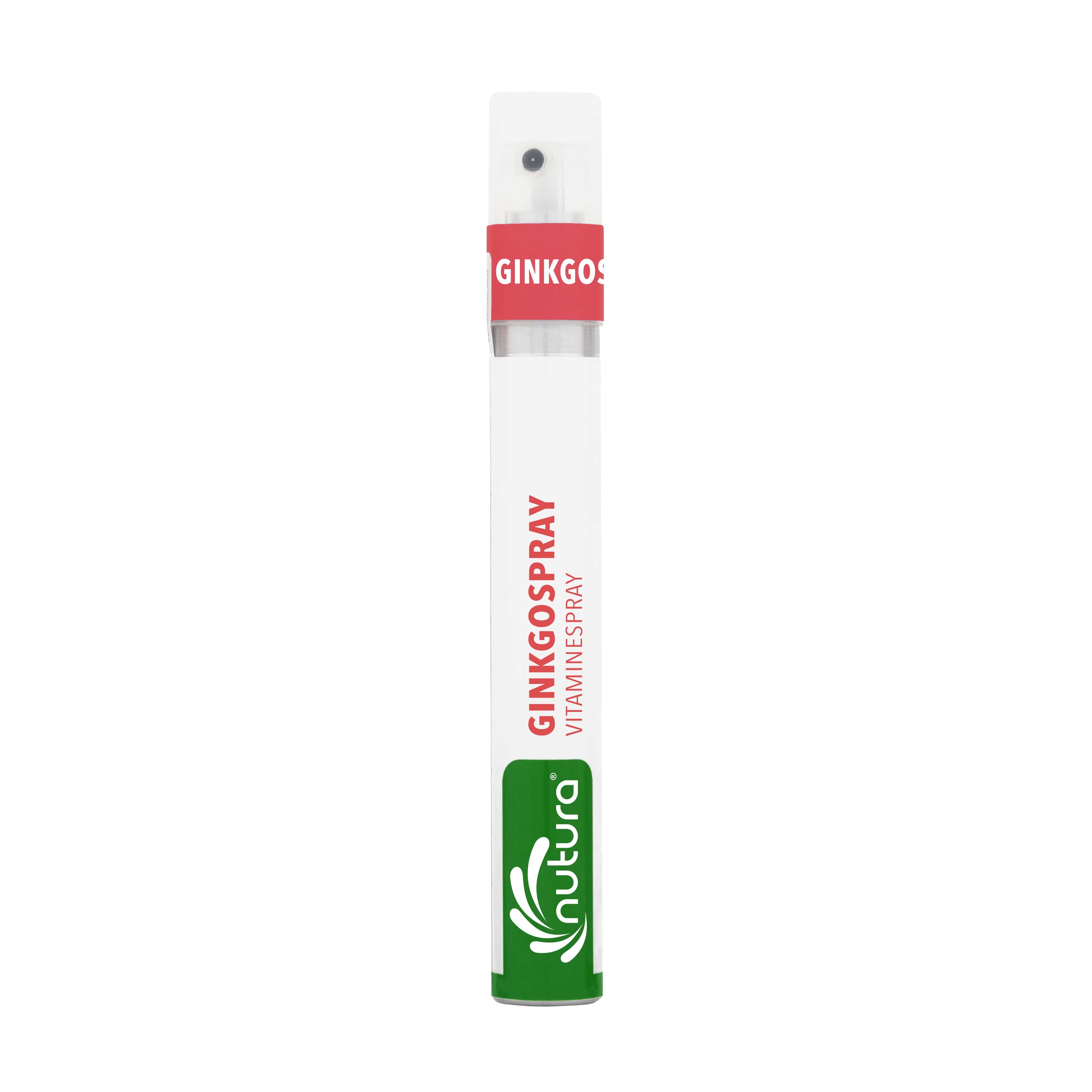 Nutura Vitaminesprays Ginkgo vitaminespray in a 14.40 ml bottle, herbal supplement from Nutura Vitaminesprays brand.