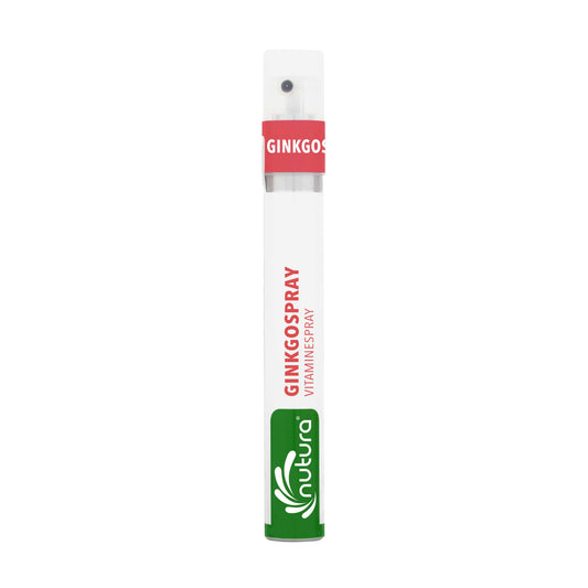 Nutura Vitaminesprays Ginkgo vitaminespray in a 14.40 ml bottle, herbal supplement from Nutura Vitaminesprays brand.