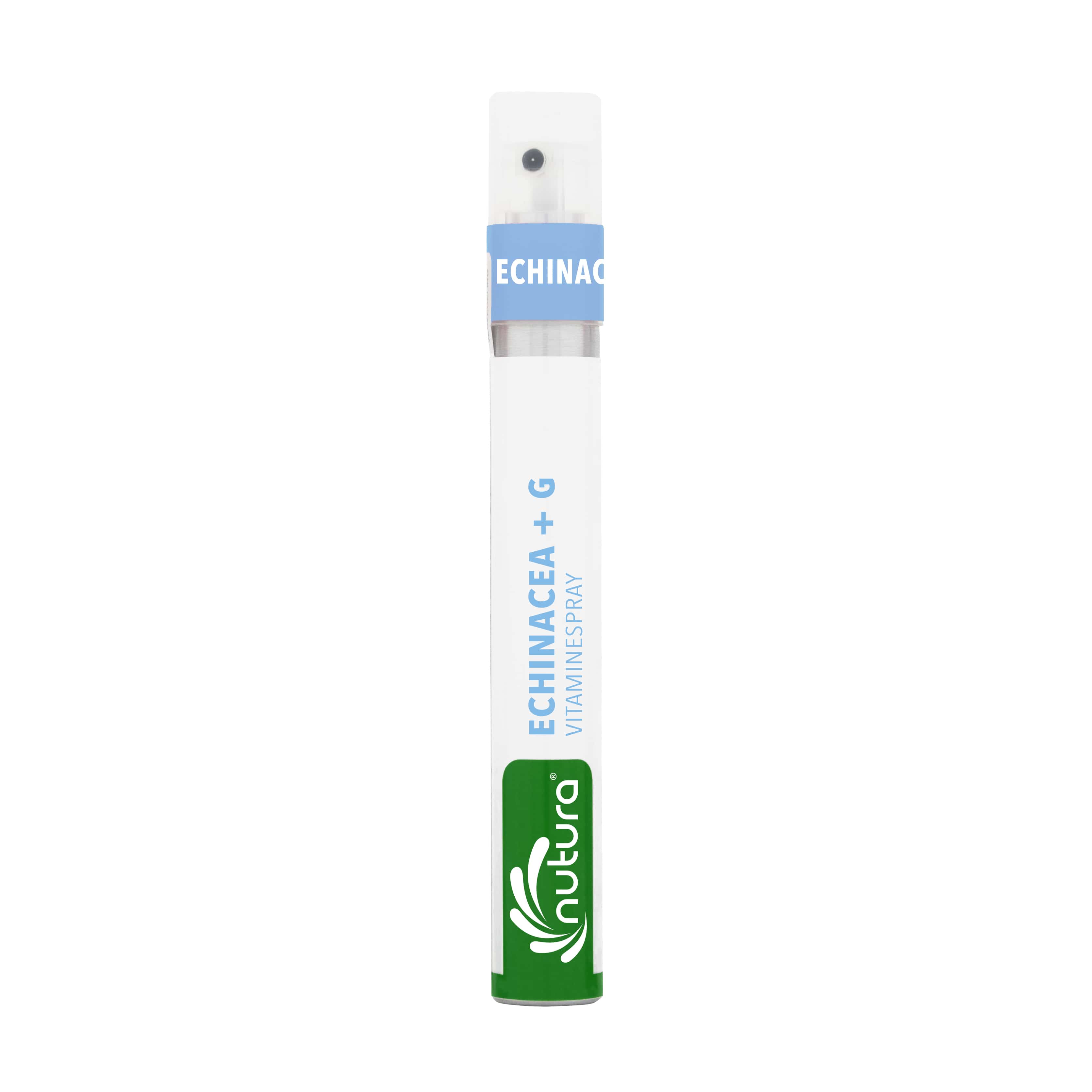 Nutura Vitaminesprays Echinacea +G vitaminespray in 14.40 ml bottle, dietary supplement with herbal and vitamin ingredients.