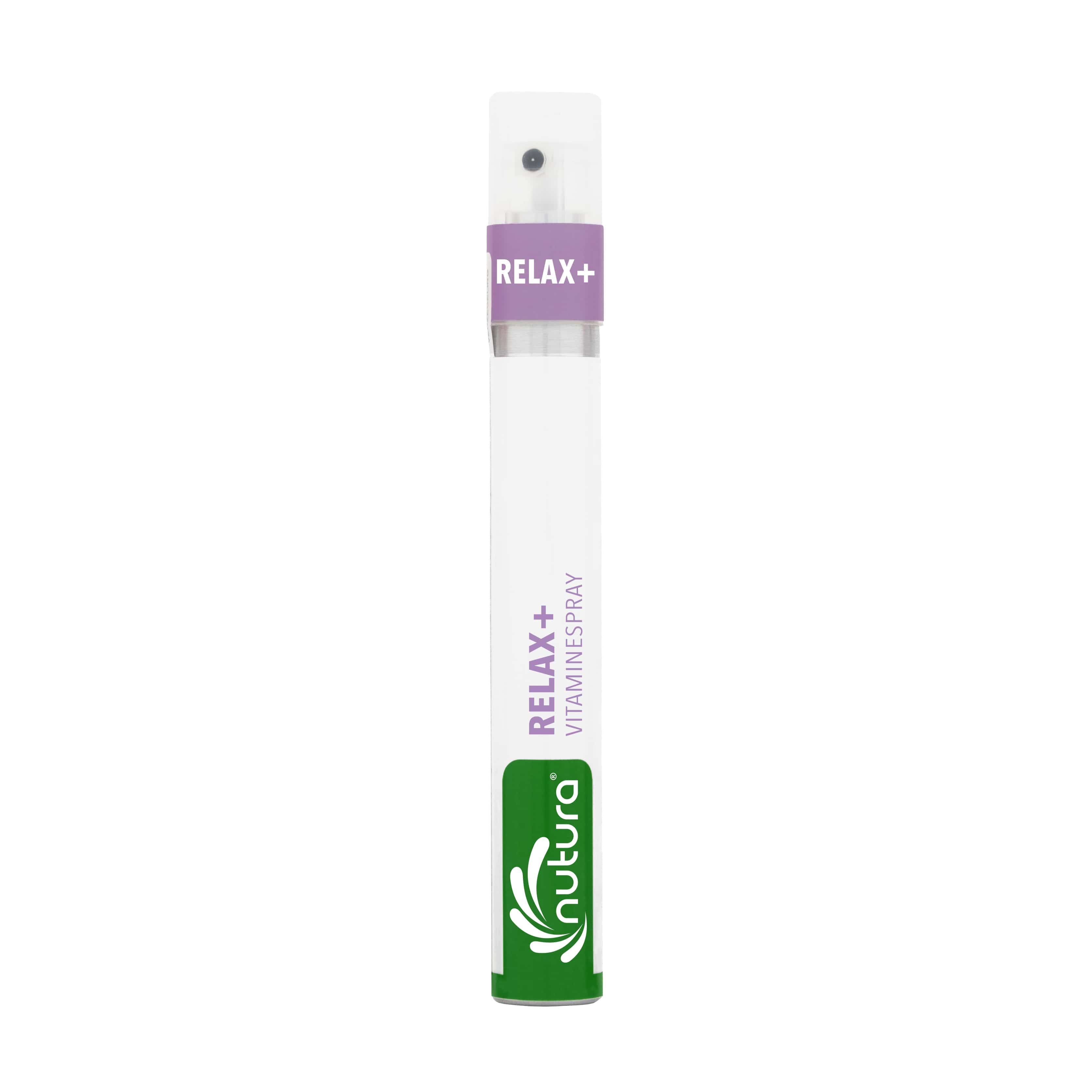 Nutura Vitaminesprays RELAX vitaminspray in 14.40ml bottle, dietary supplement with herbs and vitamins for relaxation.