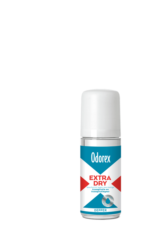 Odorex Extra Dry Deodorant 50ml bottle with sleek design, showcasing the Odorex brand and product label.