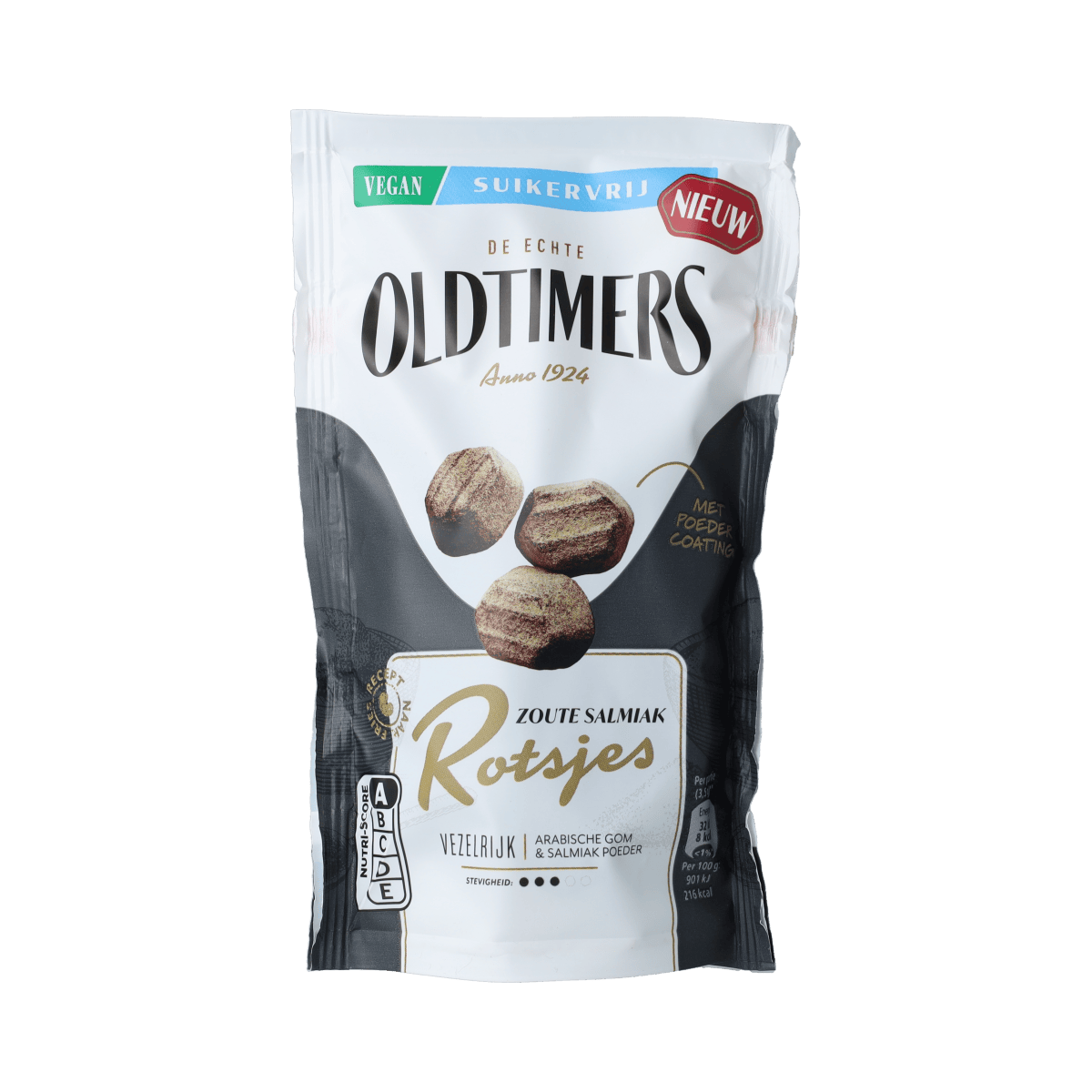 Oldtimers Snoepgoed 100.00 Gram Oldtimers Zoute salmiak rotsjes suikervrij 100.00 Gram