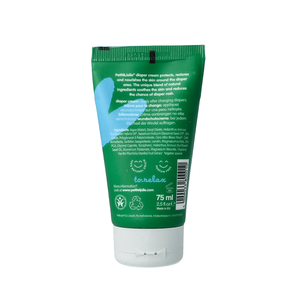 Petit et Jolie Baby en Peuter Verzorging 75.00 Milliliter Petit et Jolie Diaper cream / zinkzalf 75.00 Milliliter