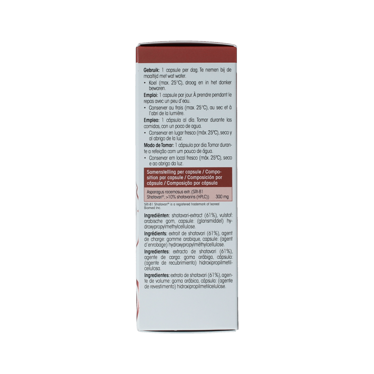 Physalis Shatavari capsule bottle showing 30 capsules, dietary supplement and herbal remedy in a clear container with label.