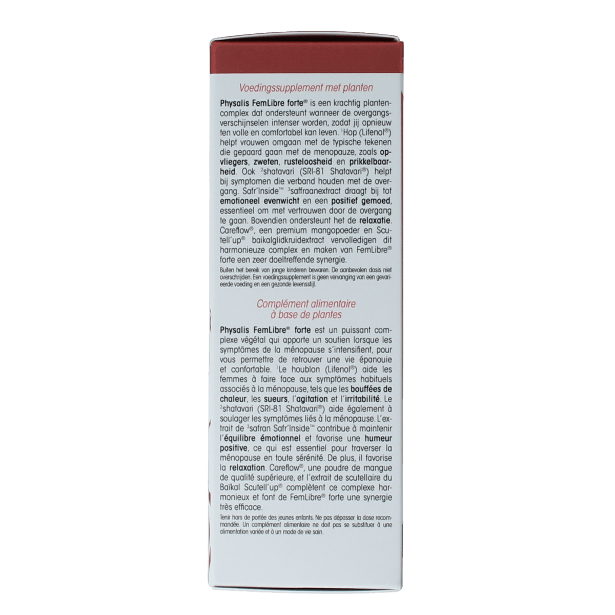 Physalis FemLibre Forte dietary supplement tablets in a blister pack, designed for women's health support.