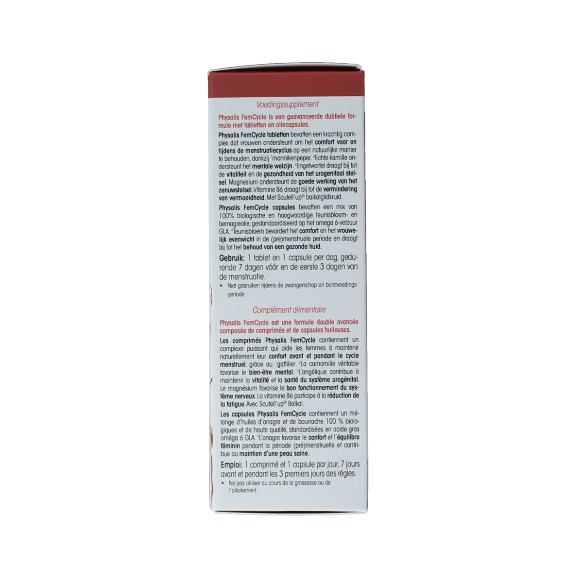 Physalis FemCycle dietary supplement bottles with 40 capsules, natural herbal supplement for women's health by Physalis.