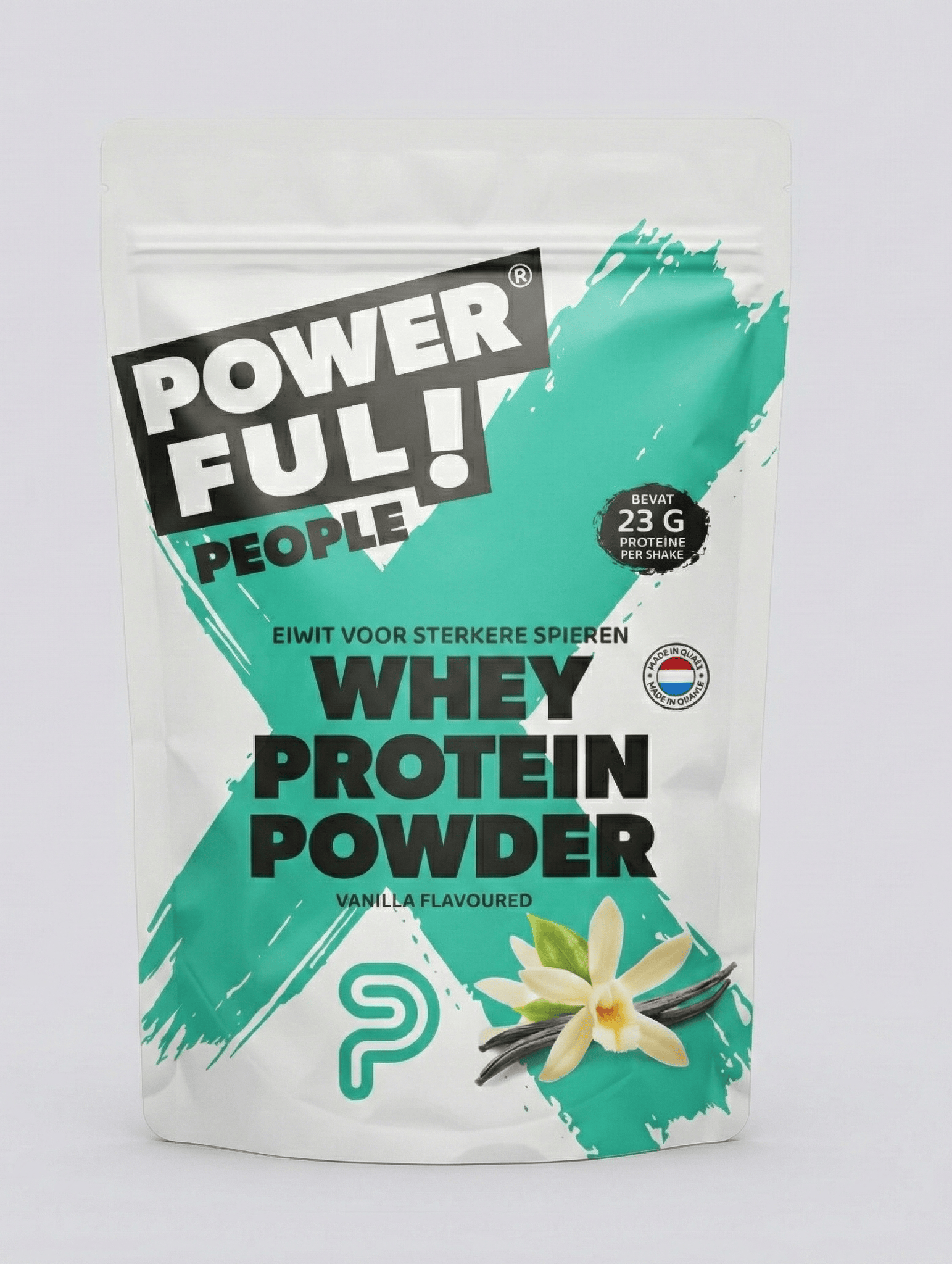Powerful People Vanille Proteïnepoeder sportvoeding in 330g container, vanilla flavor, high-protein supplement for athletes