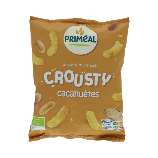 Primeal gluten-free bio peanut chips in 75g package, crunchy roasted snack from Primeal's snack and treat selection.