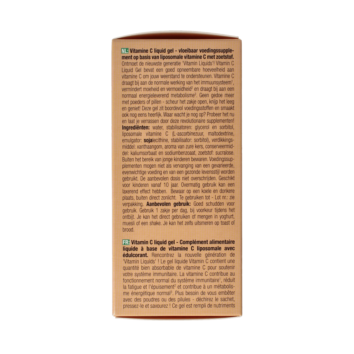 Purasana Vitamin C liquid gelstick 10ml, a pack of 15, featuring easy-to-use vitamin C gel sticks in a clear container.