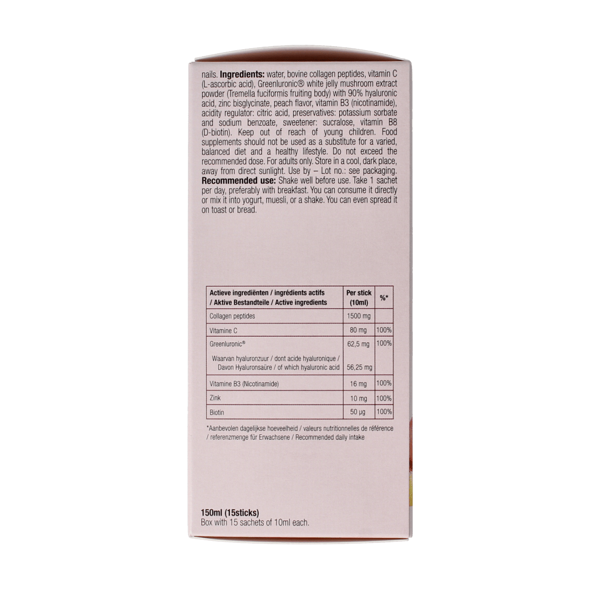 Purasana Collagen + liquid gelstick 10ml, a dietary supplement in a clear gelstick container, with packaging visible.