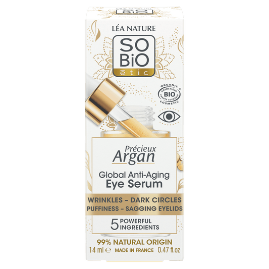 So Bio Etic Précieux Anti-Aging Eye Serum in a 14ml bottle, showcasing the skincare product for youthful eye contour.