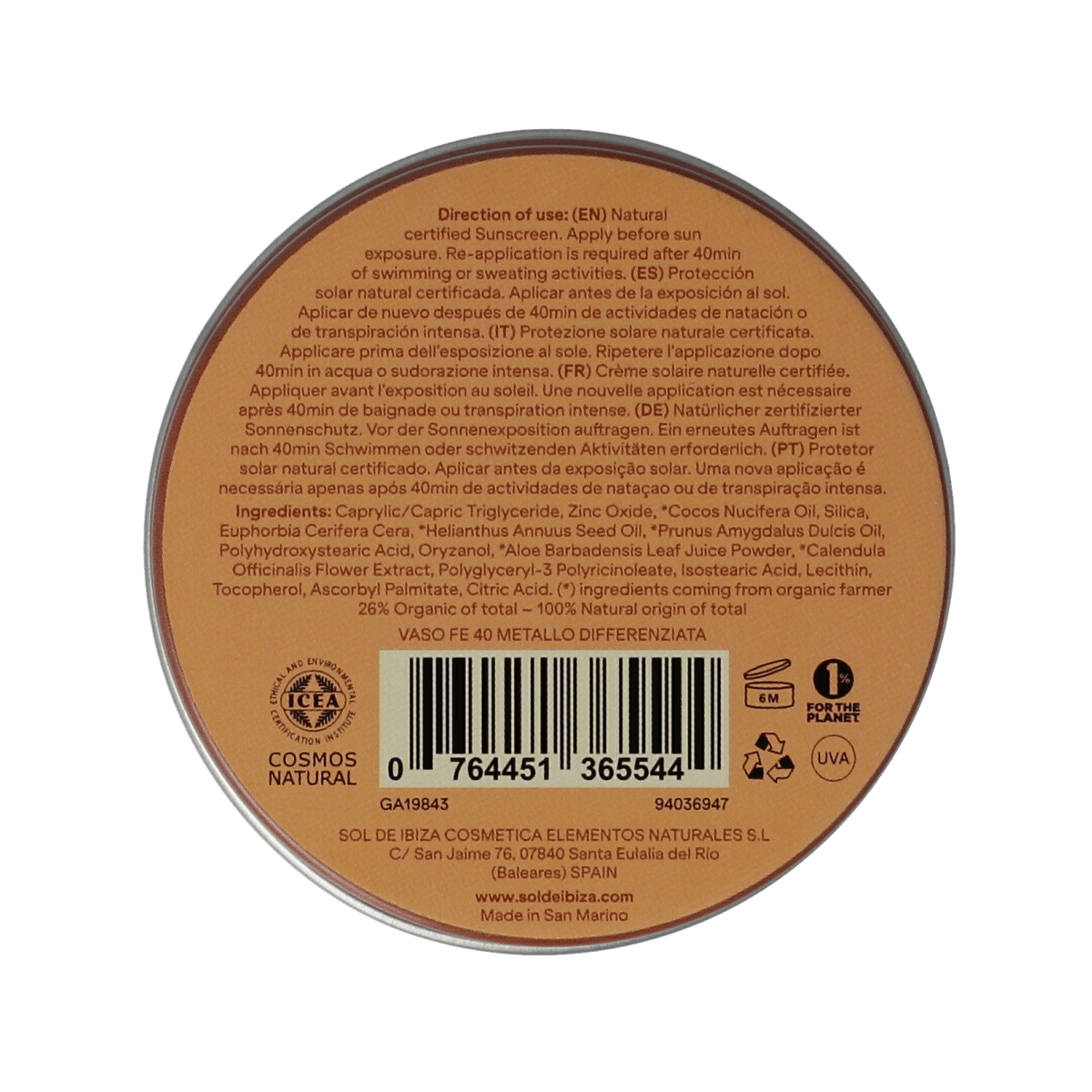 Sol De Ibiza SPF30 mini sunscreen cream in a 30g tube, natural bio sun protection for face and body.