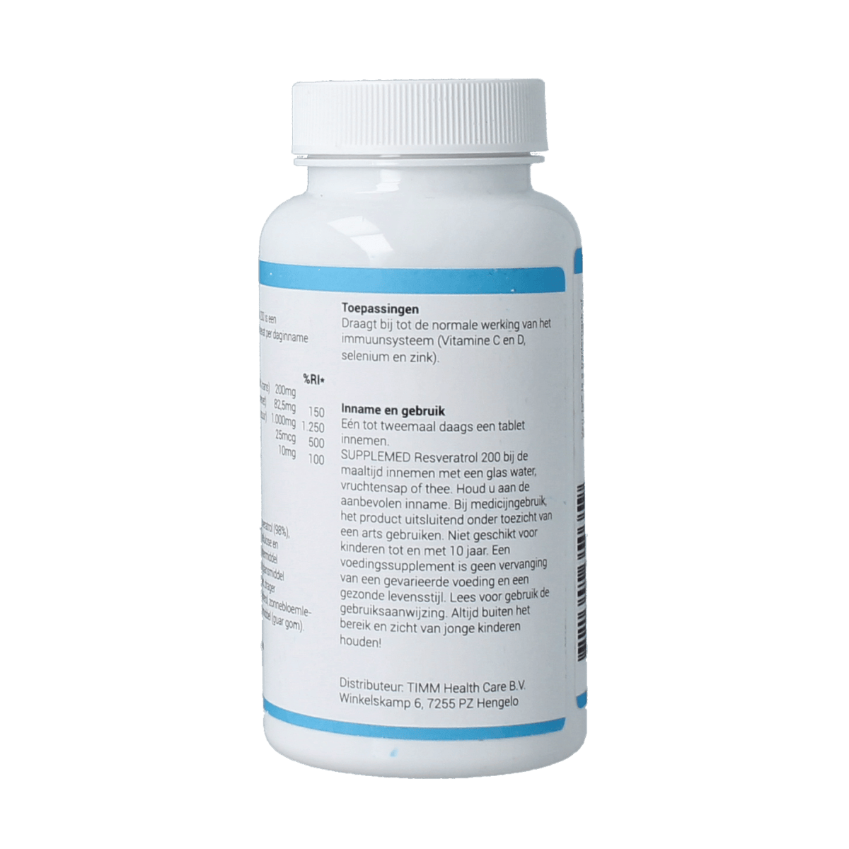 Supplemed Resveratrol 200 herbal supplement bottles with 60 tablets, natural supplement by Supplemed.