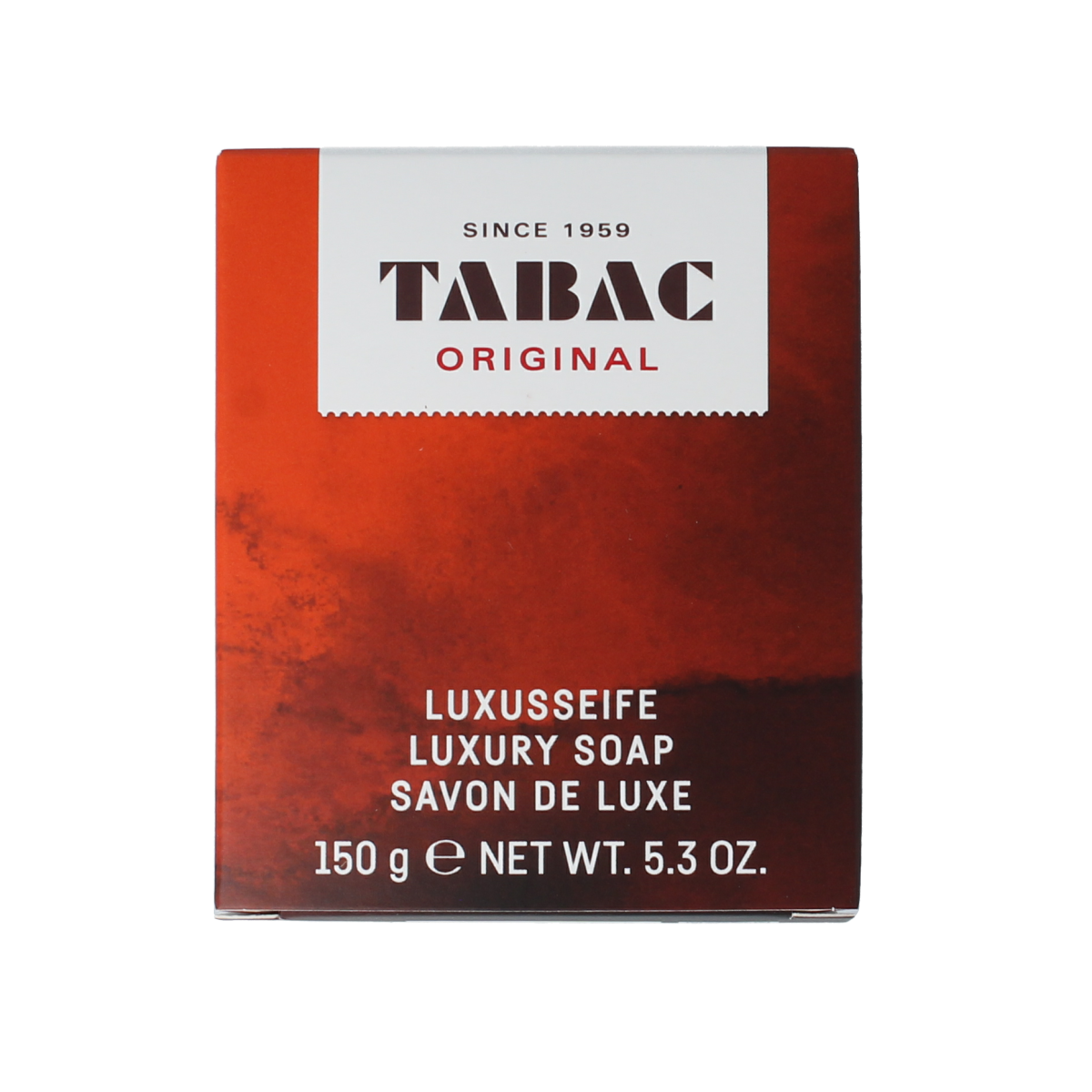 Tabac Original soap bar, 150g, in classic packaging with the Tabac brand logo and smooth soap surface.