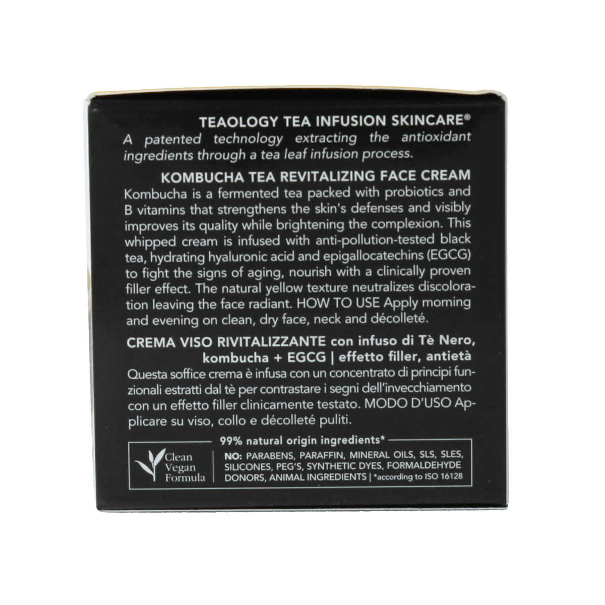 Teaology Kombucha Tea Revitalizing Face Cream in a 50ml jar, featuring a smooth texture and revitalizing skincare for healthy skin.