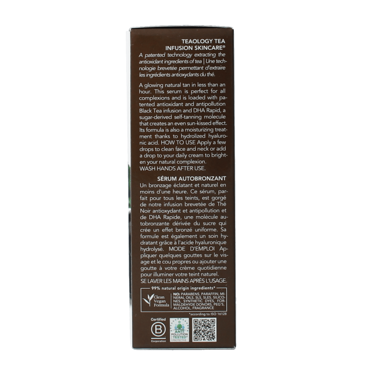 Teaology Bronzing Tea Drops in 30ml bottle, natural tanning product with Zonnen skincare for a sun-kissed glow.