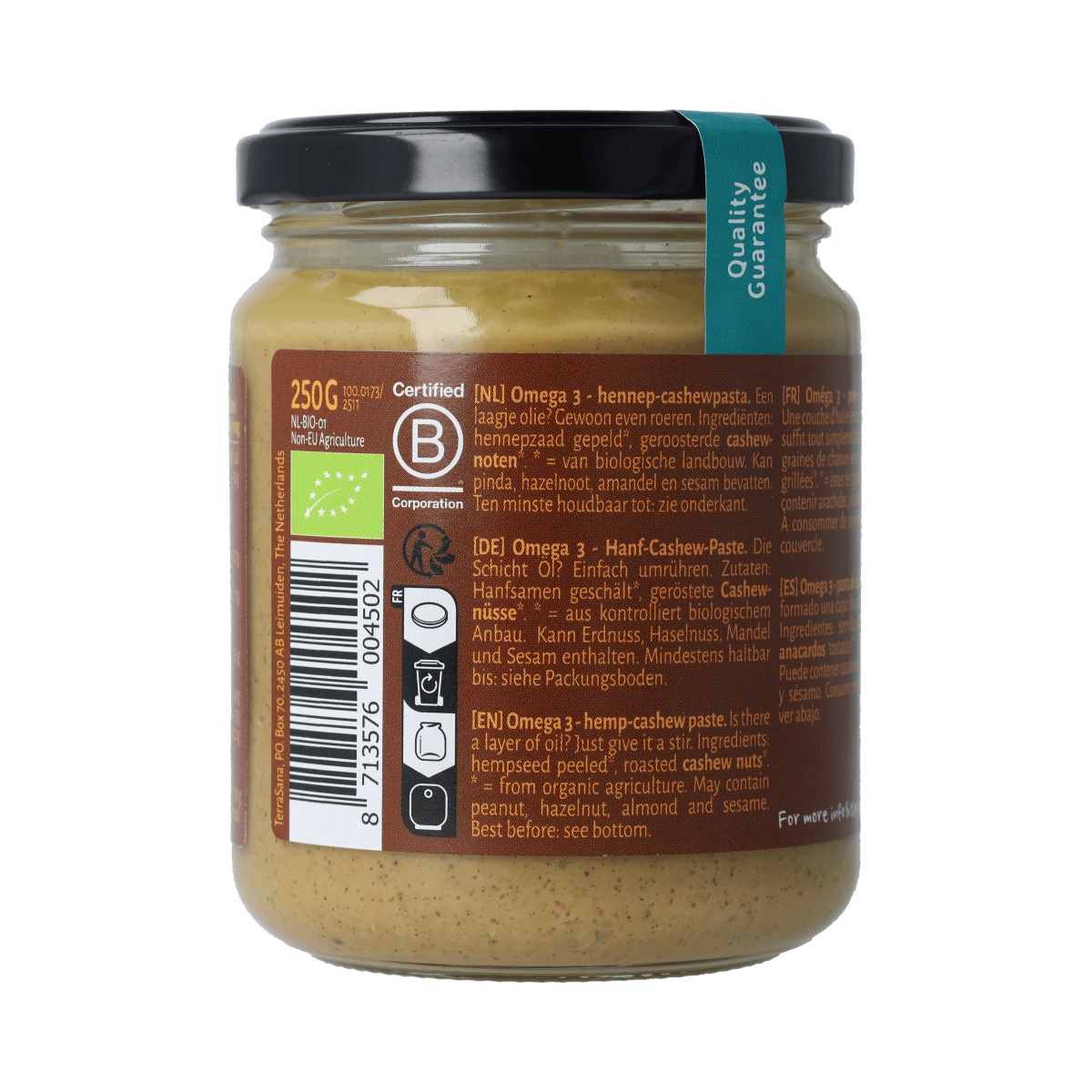 TerraSana Broodbeleg 250.00 Gram TerraSana Omega 3 hennep cashewpasta bio 250.00 Gram