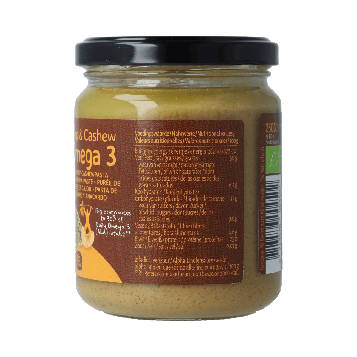 TerraSana Broodbeleg 250.00 Gram TerraSana Omega 3 hennep cashewpasta bio 250.00 Gram