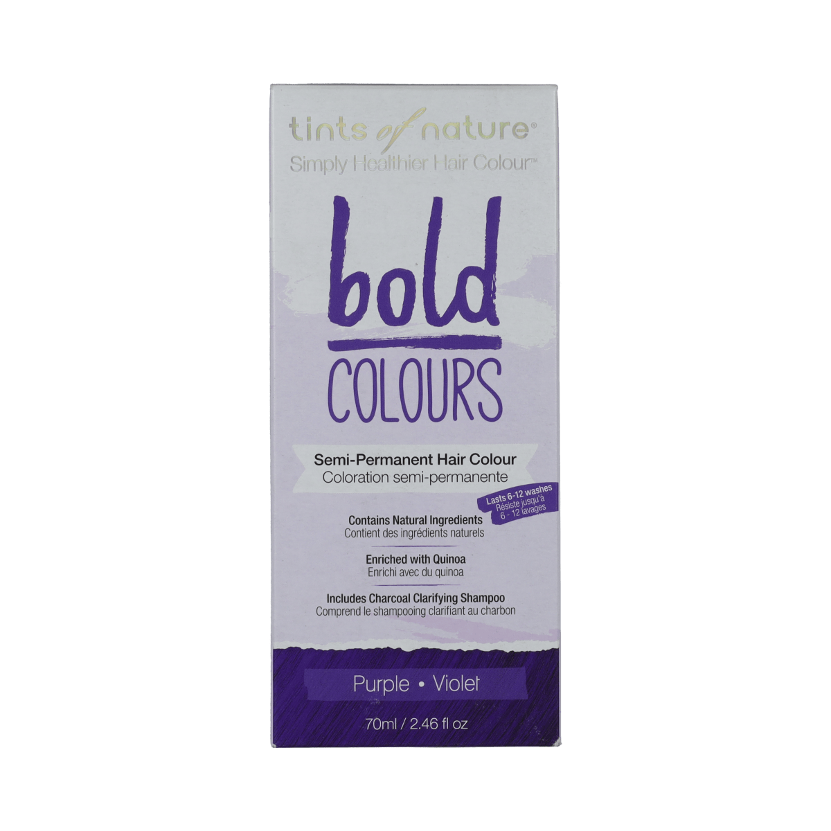 Tints Of Nature Bold Purple 1.00 hair coloring set with purple hair dye and accessories, natural and vibrant hair color kit.