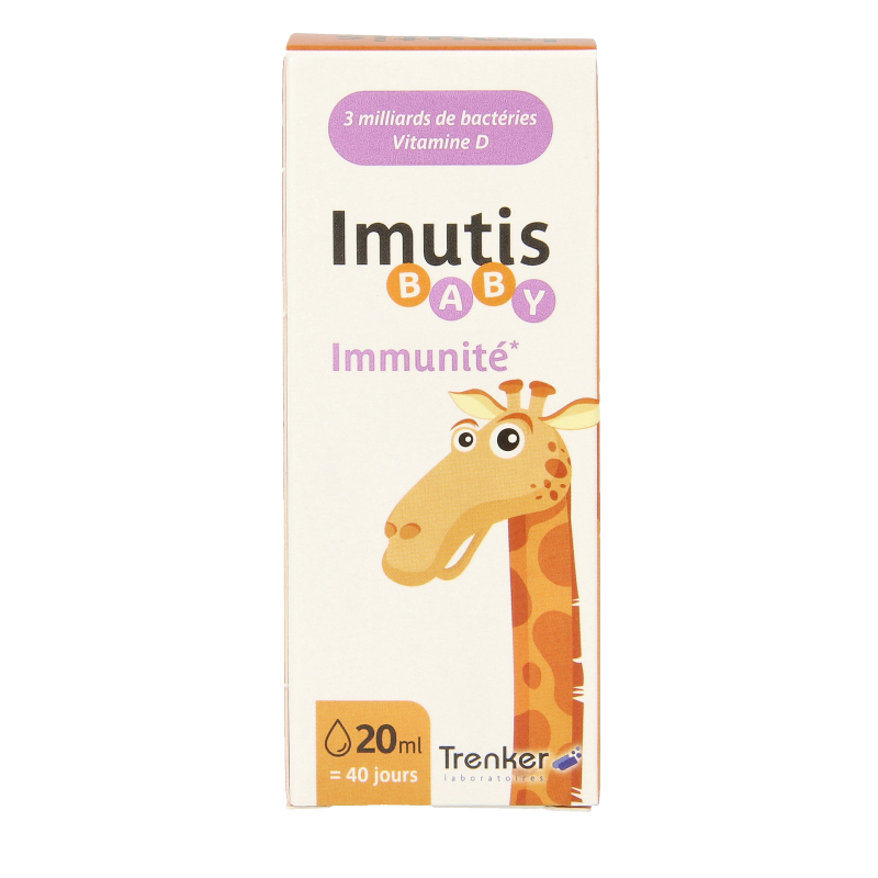 Trenker Imutis Baby micro-organismen in a 20ml bottle, natural probiotic supplement for infants.