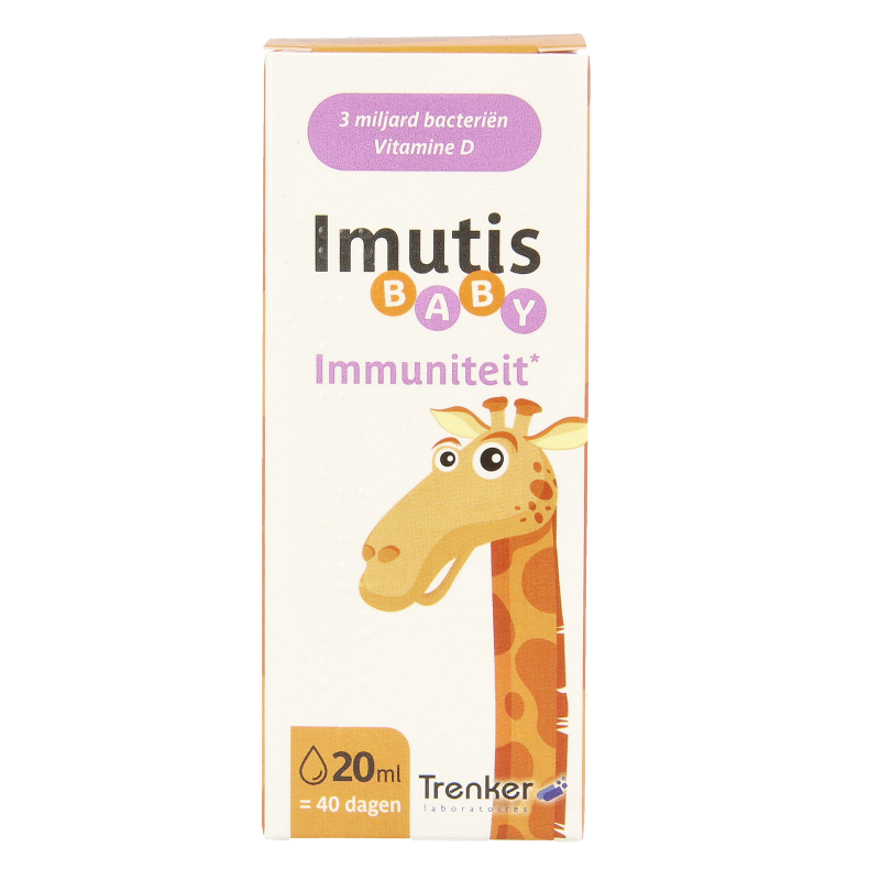 Trenker Imutis Baby micro-organismen in a 20ml bottle, natural probiotic supplement for infants, branded by Trenker.