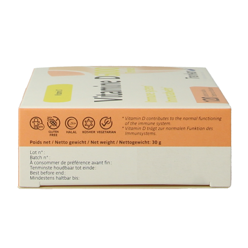 Trenker Vitamin D6000 120-tablet bottle, showing the supplement packaging and label in a clear, natural view