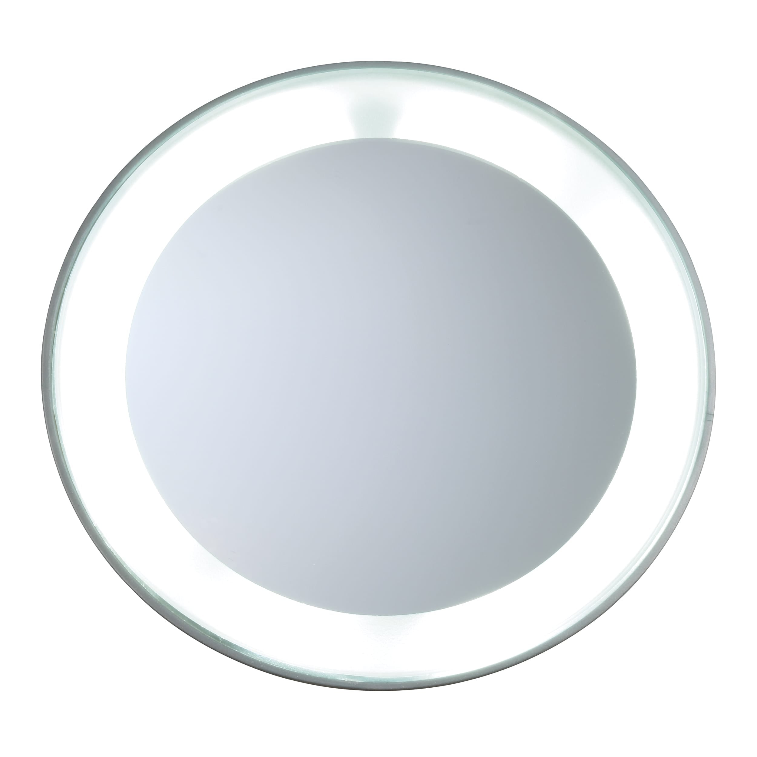 Tweezerman mini LED magnifying mirror for bathroom, 15x zoom, compact and portable for precise grooming and makeup application.