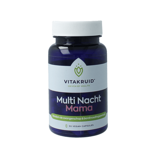 VitaKruid Multi Nacht Mama vegan multivitamine in vegetarische capsules, dietary supplement for women, 30 capsules.