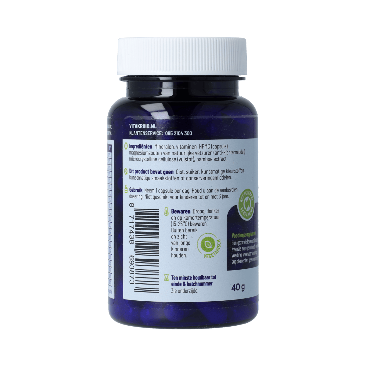 Vitakruid Multi 100% RI vegetarian capsules, 90 count, with easily absorbable forms of vitamins in a natural supplement presentation.