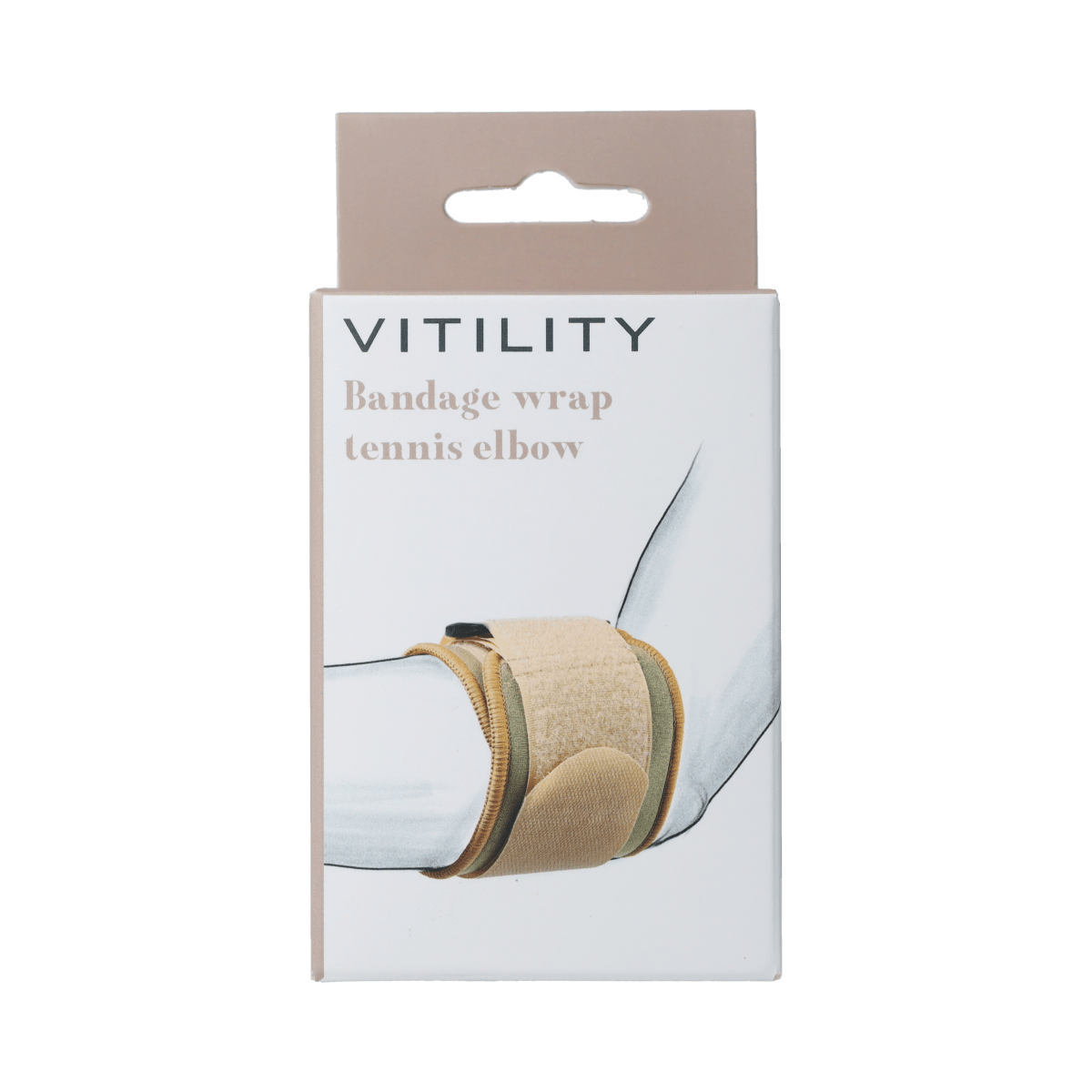 Vitility bandage wrap for tennis elbow, 1 piece, flexible support for arm injury or strain, shown in the image.