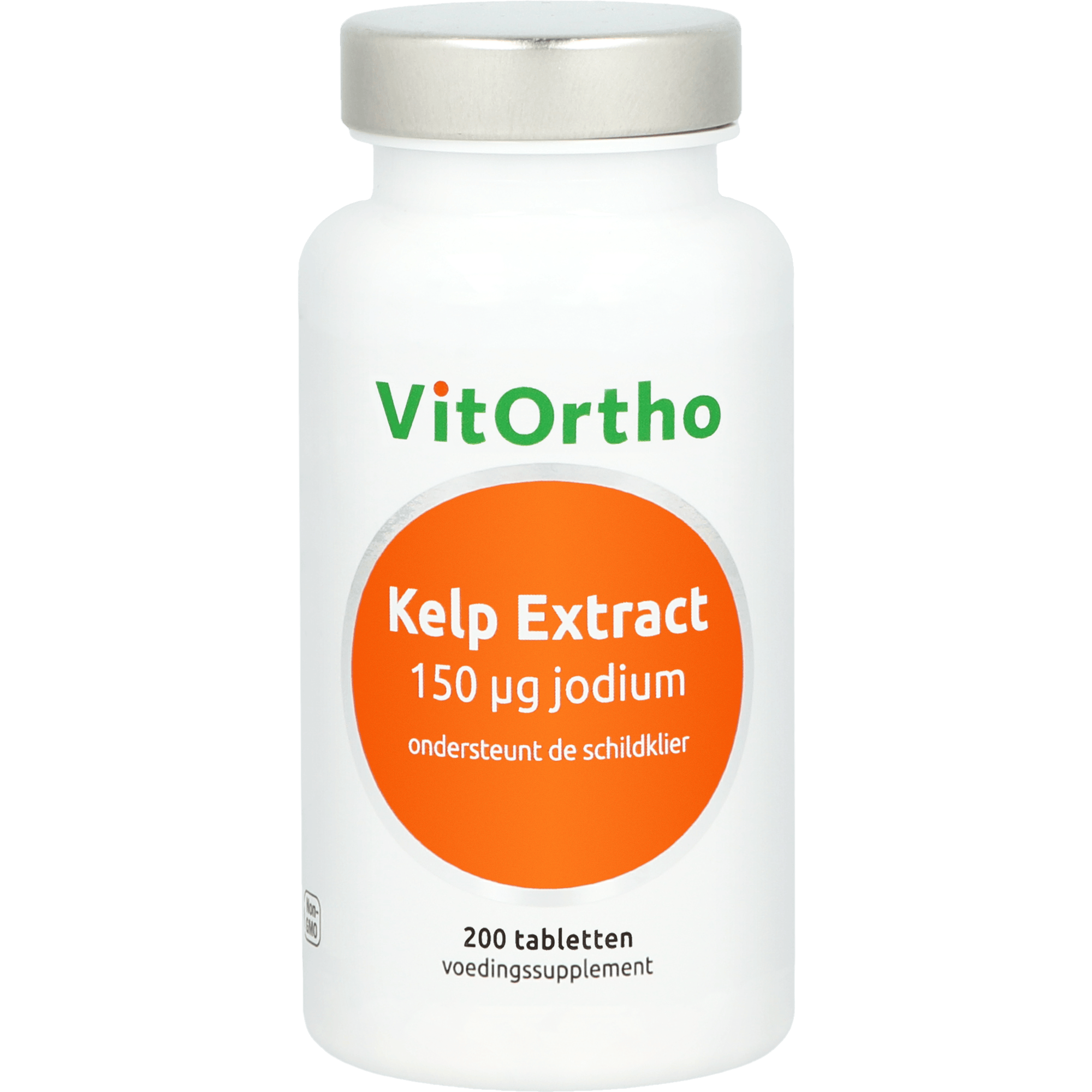 VitOrtho Kelp Extract mineral supplement, 150 mcg iodine tablets, natural mineral multivitamin for thyroid health.