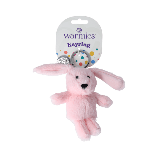 Warmies bunny keychain plush toy, soft stuffed animal with cute bunny design, ideal as a playful keyring or small comfort toy.