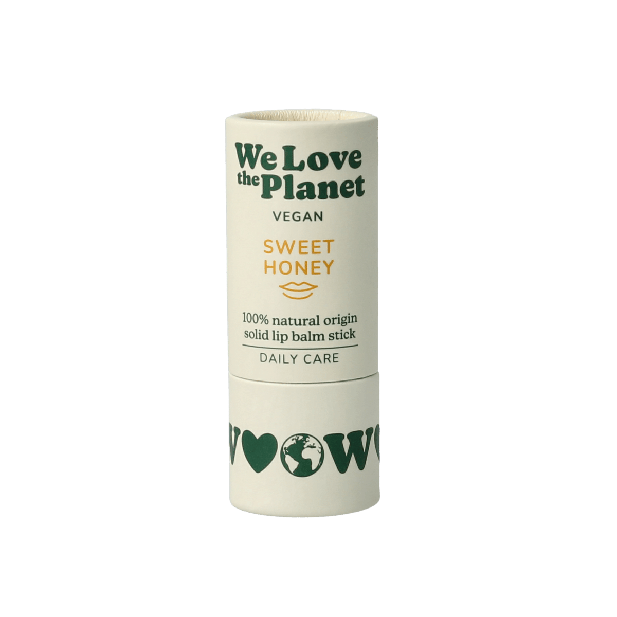 We Love Lipbalm Sweet Honey vegan lip balm in a 7-gram container, designed for nourishing and moisturizing lips naturally.