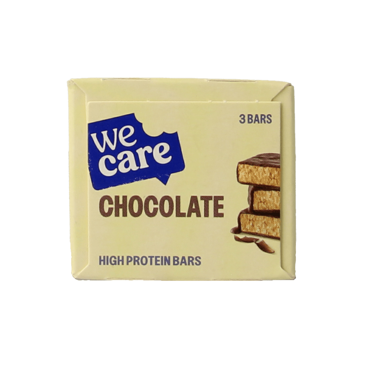 WeCare high protein chocolate bars, 81g snack with rich chocolate coating, ideal for quick energy and protein boost.