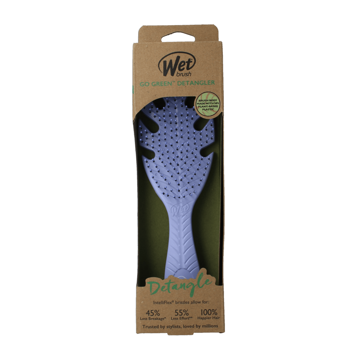 Wet Brush Go Green lavender detangler sponge and brush set, eco-friendly hair care tools in lavender color.